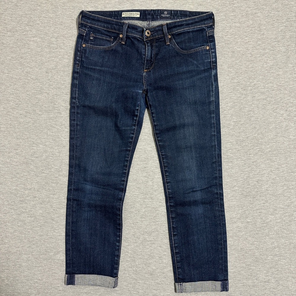 AG Adriano Goldschmied The Stevie Roll-Up Slim Straight Jeans Dark Wash Size 27P